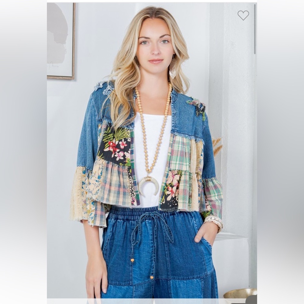 Boho Patchwork Denim Jacket - image 1